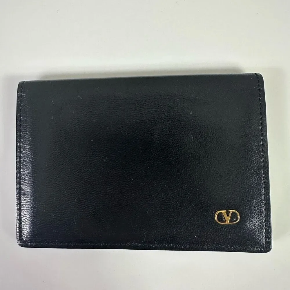 Valentino Garavani Slim Bifold Card Wallet Black‎